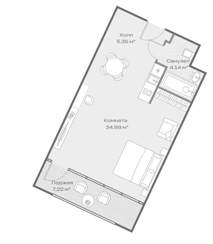 Продается 1-комн. квартира, 44.48 м²