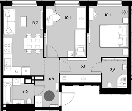 Продается 2-комн. квартира, 51 м²