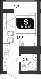 Продается 1-комн. квартира, 16.4 м²