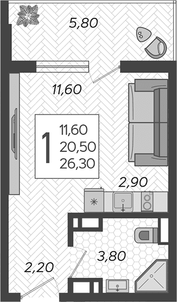 Продается 1-комн. квартира, 20.5 м²