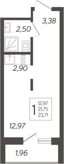 Продается 1-комн. квартира, 21.75 м²