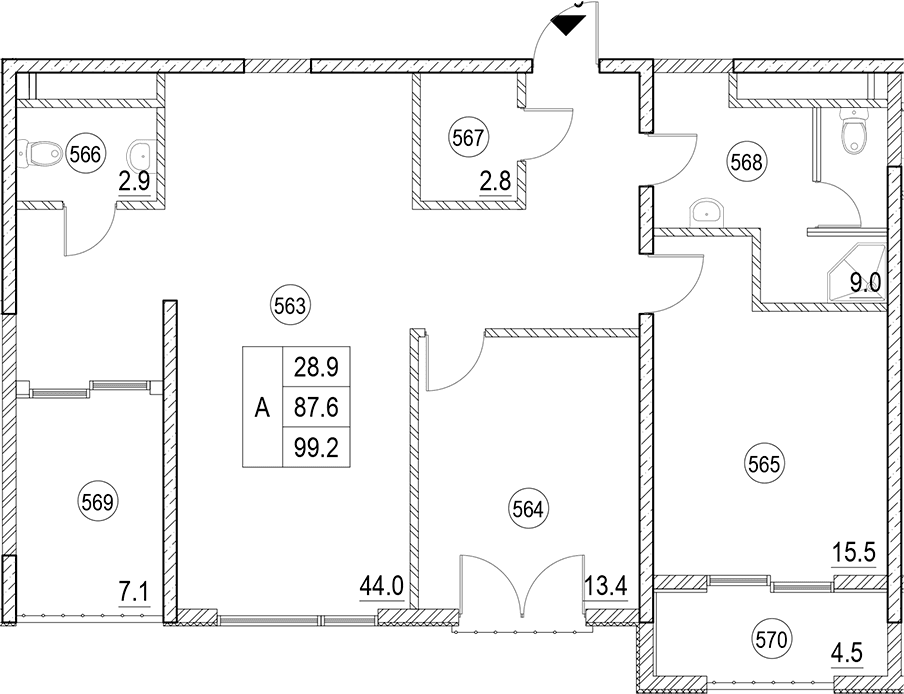 Продается 2-комн. квартира, 94.7 м²