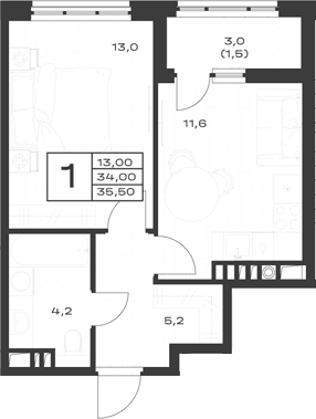 Продается 1-комн. квартира, 34 м²