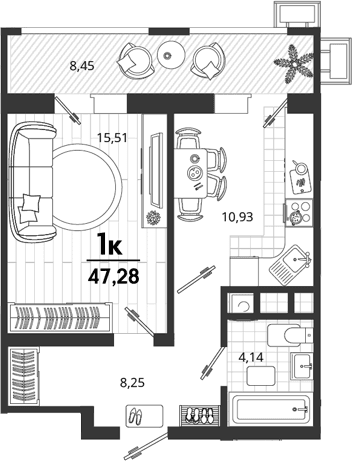 Продается 1-комн. квартира, 38.83 м²