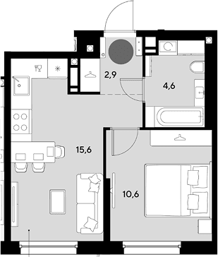 Продается 2-комн. квартира, 33.7 м²