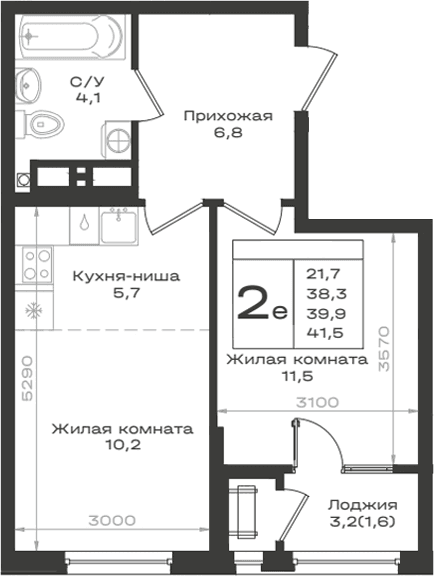Продается 2-комн. квартира, 38.3 м²