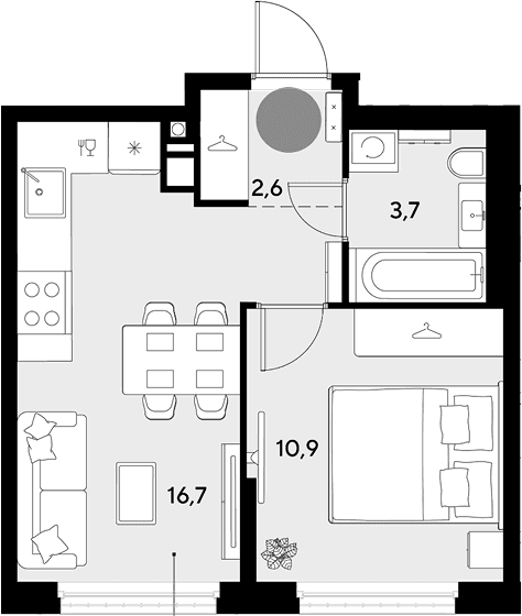 Продается 1-комн. квартира, 33.9 м²