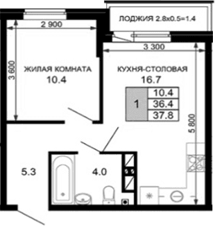 Продается 1-комн. квартира, 36.4 м²