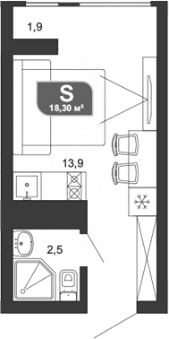 Продается 1-комн. квартира, 15.5 м²