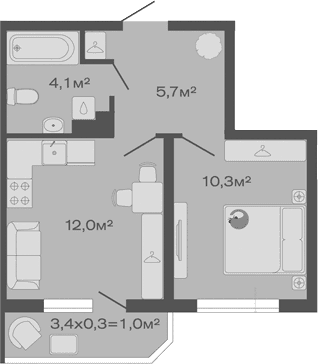 Продается 1-комн. квартира, 32.1 м²