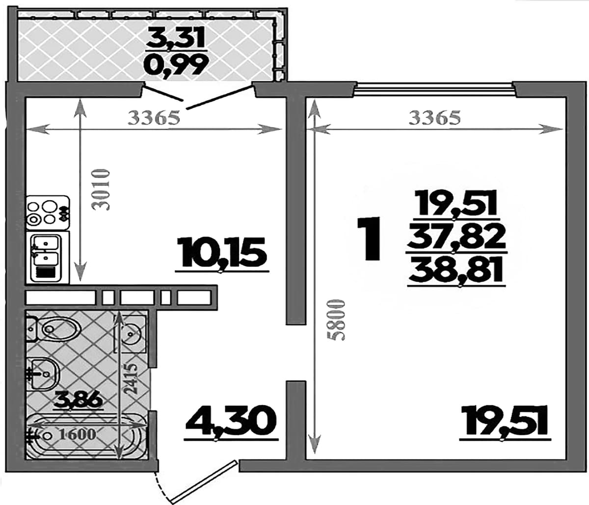 Продается 1-комн. квартира, 37.82 м²