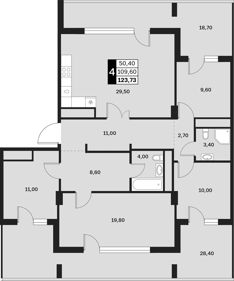 Продается 4-комн. квартира, 109.6 м²