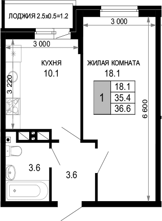 Продается 1-комн. квартира, 35.4 м²