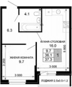 Продается 1-комн. квартира, 36.1 м²
