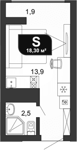 Продается 1-комн. квартира, 16.4 м²