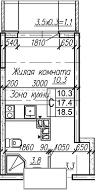 Продается 1-комн. квартира, 17.4 м²