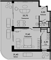 Продается 1-комн. квартира, 56.9 м²