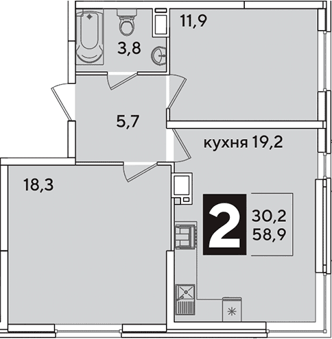 Продается 3-комн. квартира, 58.9 м²