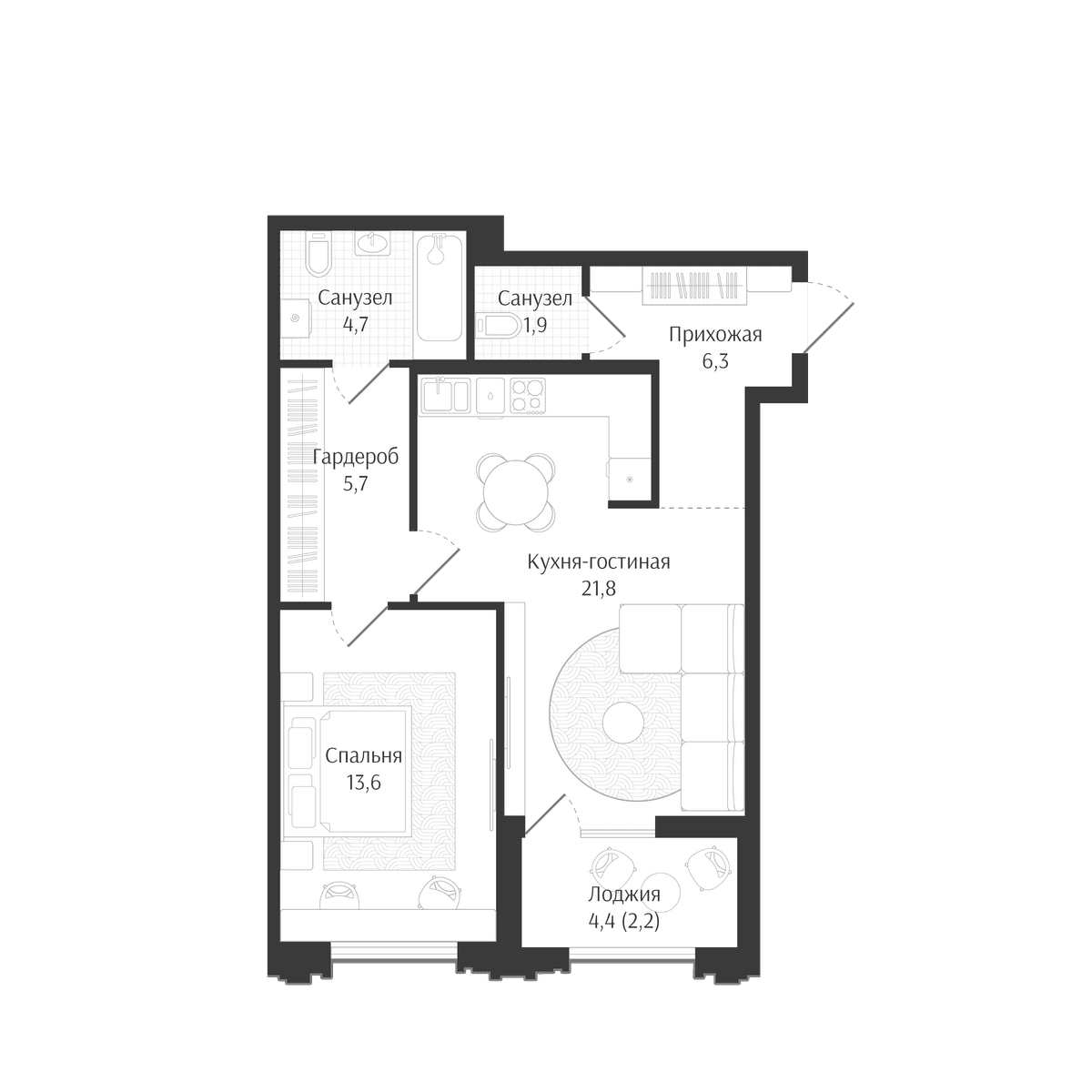 Продается 2-комн. квартира, 54 м²