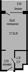 Продается 1-комн. квартира, 30.4 м²