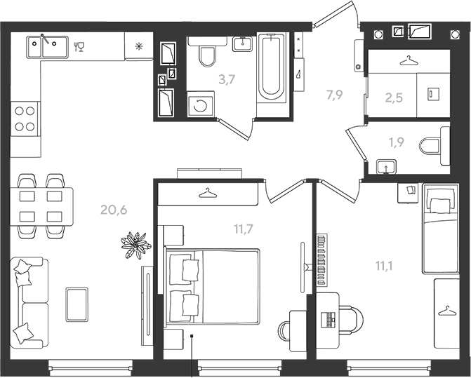 Продается 2-комн. квартира, 59.4 м²