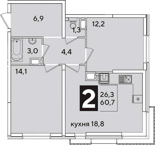 Продается 3-комн. квартира, 60.7 м²
