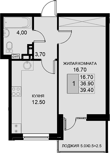 Продается 1-комн. квартира, 36.9 м²