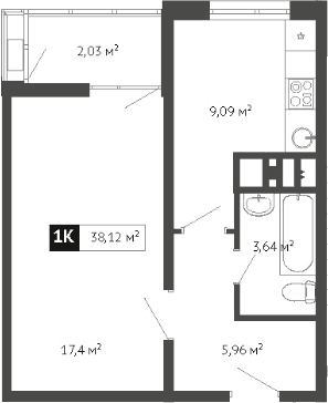 Продается 1-комн. квартира, 36.09 м²