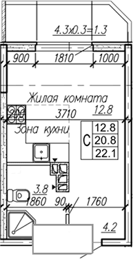 Продается 1-комн. квартира, 20.8 м²