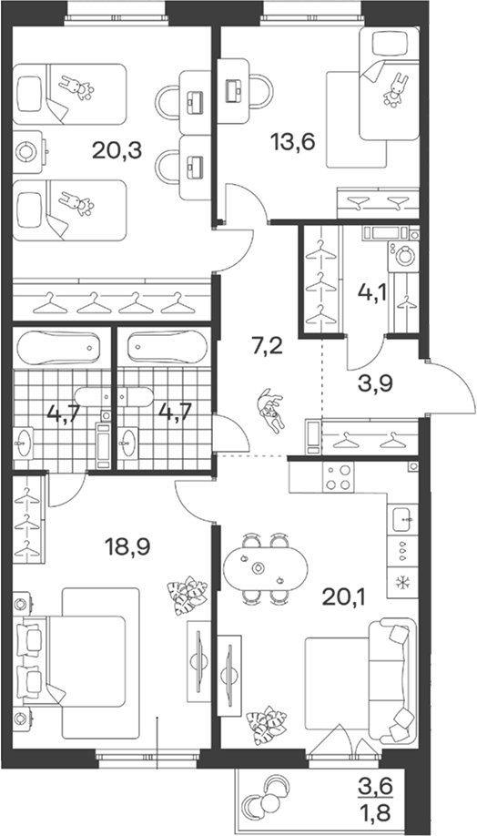 Продается 4-комн. квартира, 97.5 м²