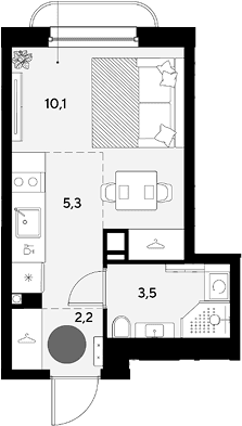 Продается 1-комн. квартира, 21.1 м²