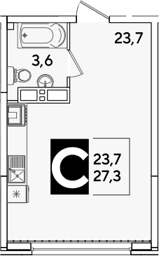 Продается 1-комн. квартира, 27.3 м²