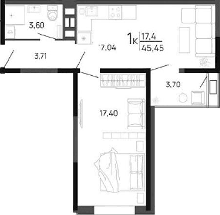 Продается 1-комн. квартира, 41.75 м²