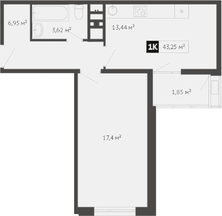 Продается 1-комн. квартира, 41.41 м²