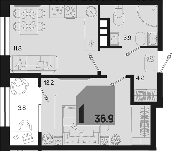 Продается 1-комн. квартира, 33.1 м²