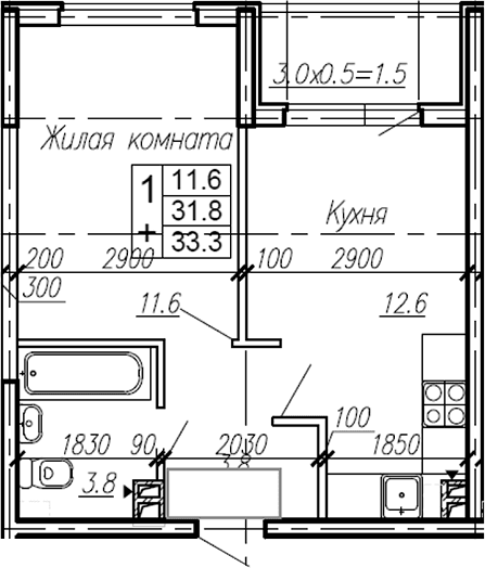 Продается 1-комн. квартира, 31.8 м²
