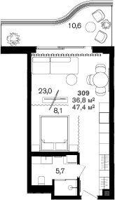 Продается 1-комн. квартира, 36.8 м²