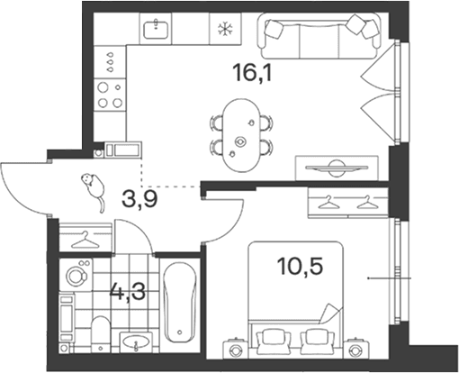 Продается 2-комн. квартира, 34.8 м²