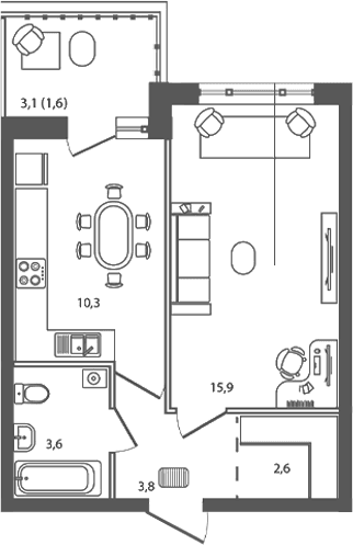 Продается 1-комн. квартира, 36.2 м²