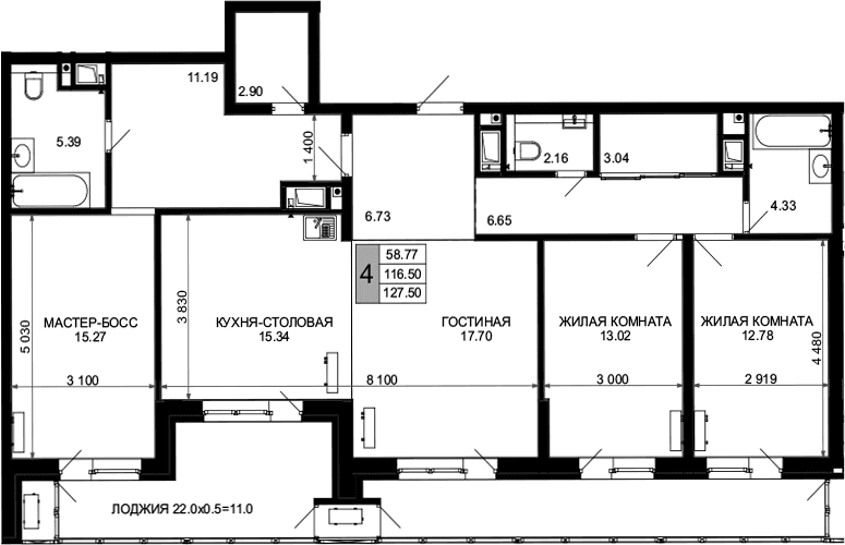 Продается 5-комн. квартира, 116.5 м²