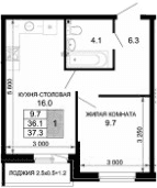 Продается 1-комн. квартира, 36.1 м²