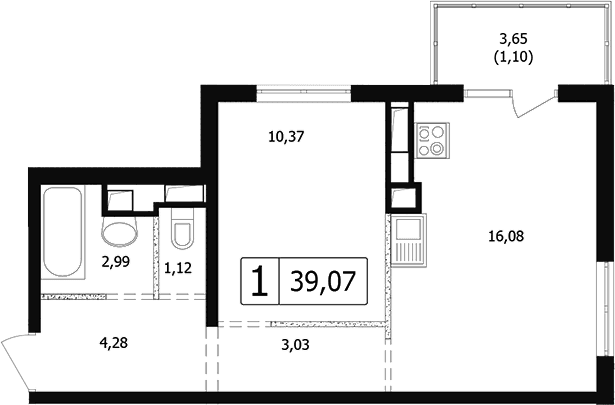 Продается 2-комн. квартира, 37.97 м²
