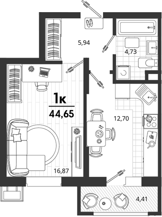 Продается 1-комн. квартира, 40.24 м²