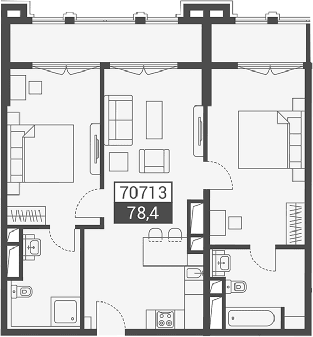 Продается 1-комн. квартира, 78.4 м²