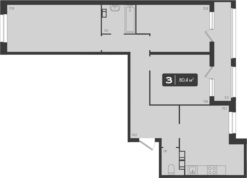 Продается 3-комн. квартира, 77.1 м²