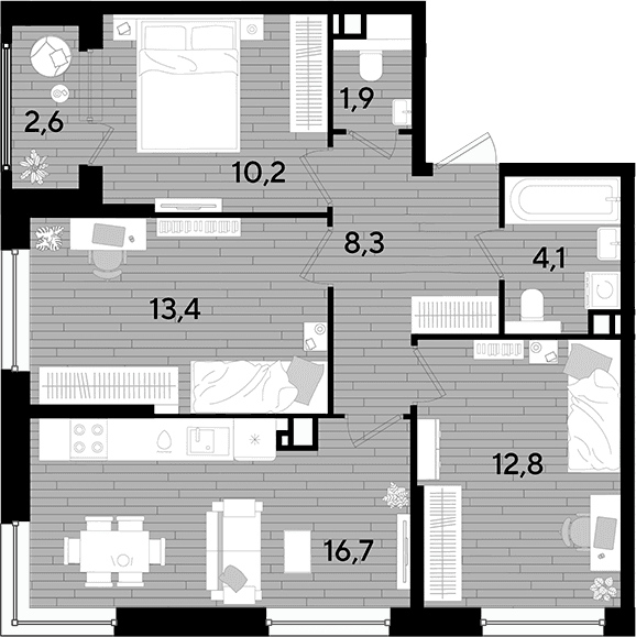 Продается 3-комн. квартира, 67.4 м²