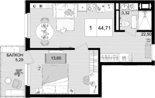 Продается 2-комн. квартира, 39.42 м²