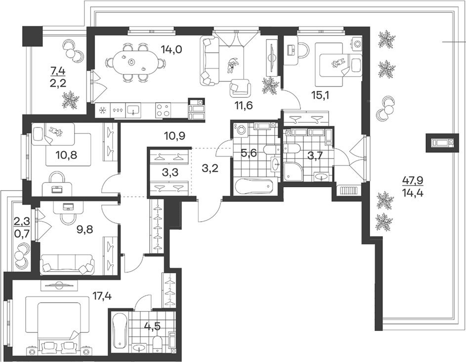 Продается 5-комн. квартира, 109.9 м²