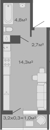 Продается 1-комн. квартира, 21.8 м²