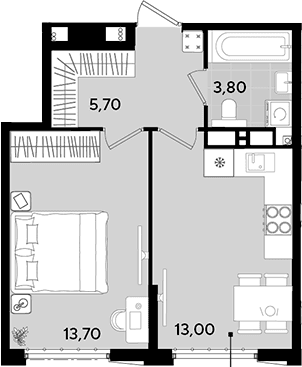 Продается 1-комн. квартира, 36.2 м²